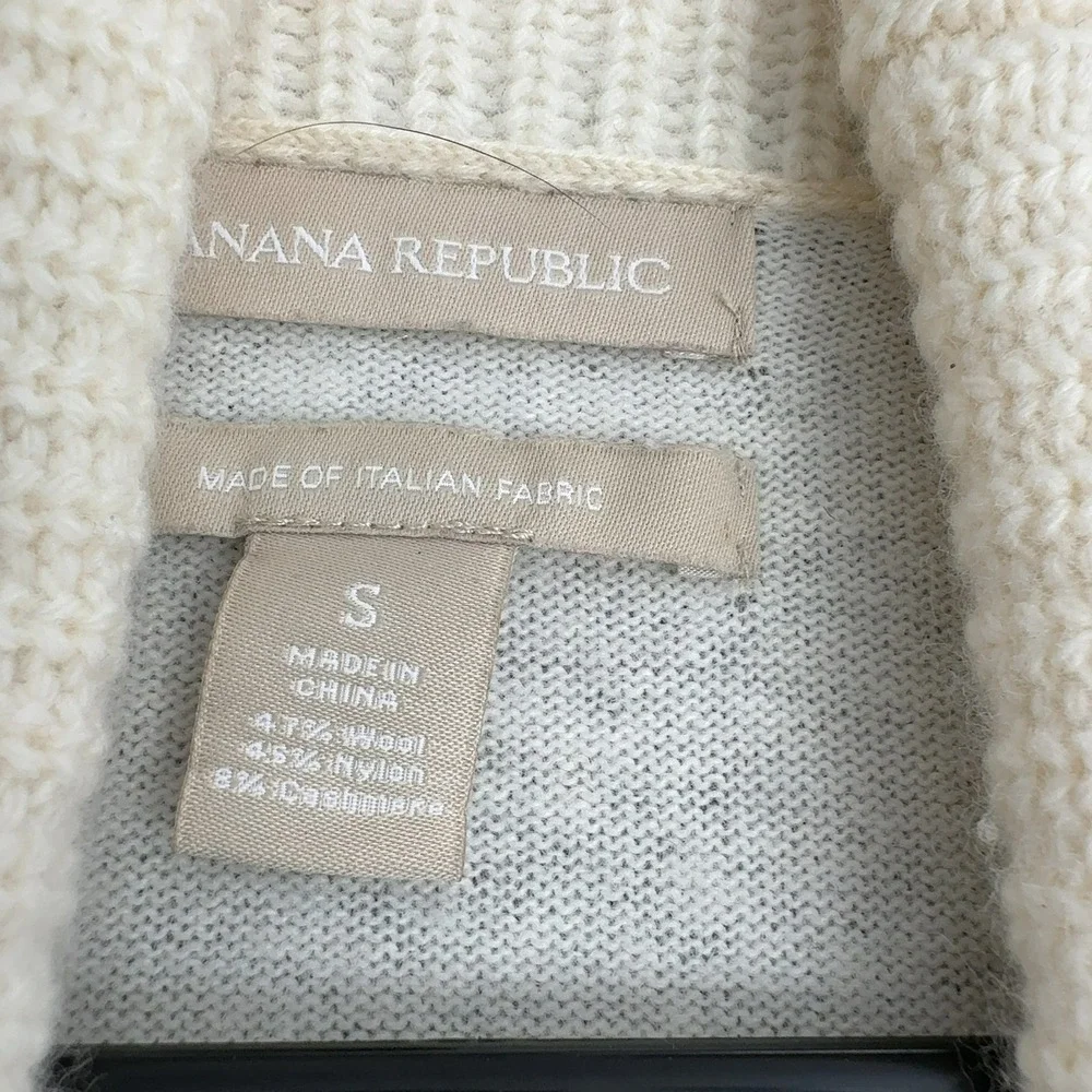 Banana Republic Cardigan Womens‎ S Snow White Wool Cashmere Open Front Draped